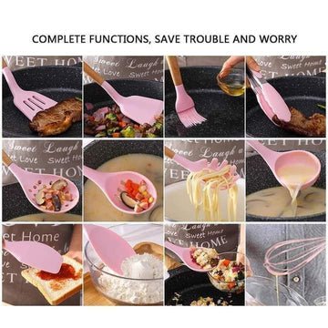 12-Piece Premium Silicone Kitchen Utensils Set – Heat-Resistant & Non-Stick Tools with Holder