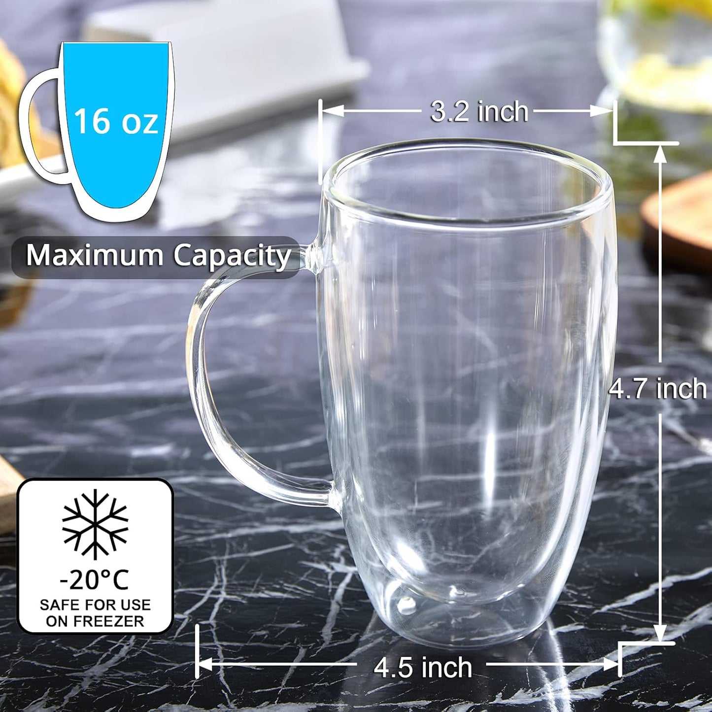 Double Wall Insulated Cup With Handle – 250ml / 350ml / 450ml