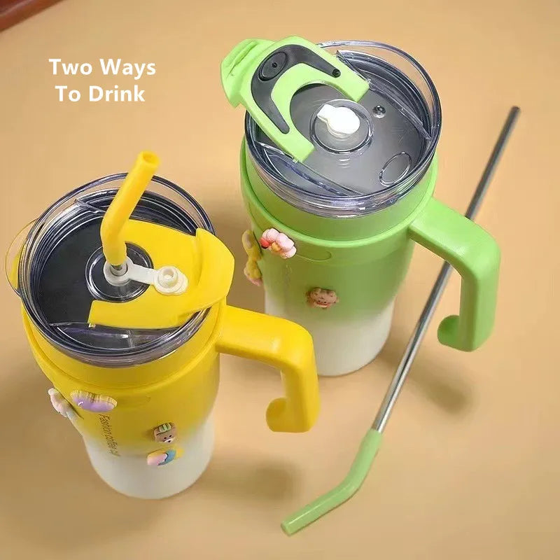 Insulated Stainless Steel Tumbler with Straw – 1.2L (40oz)