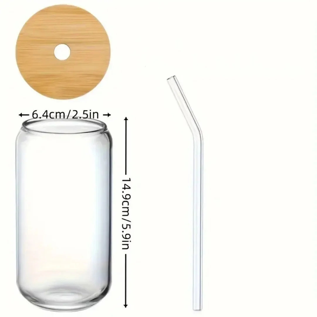 500ml Glass Tumbler with Bamboo Lid & Glass Straw – Aesthetic Eco-Friendly Cup for Hot & Cold Drinks