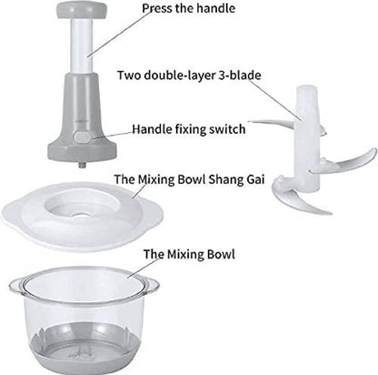 Manual Press-Type Vegetable Mincer & Cutter – 2 Litre