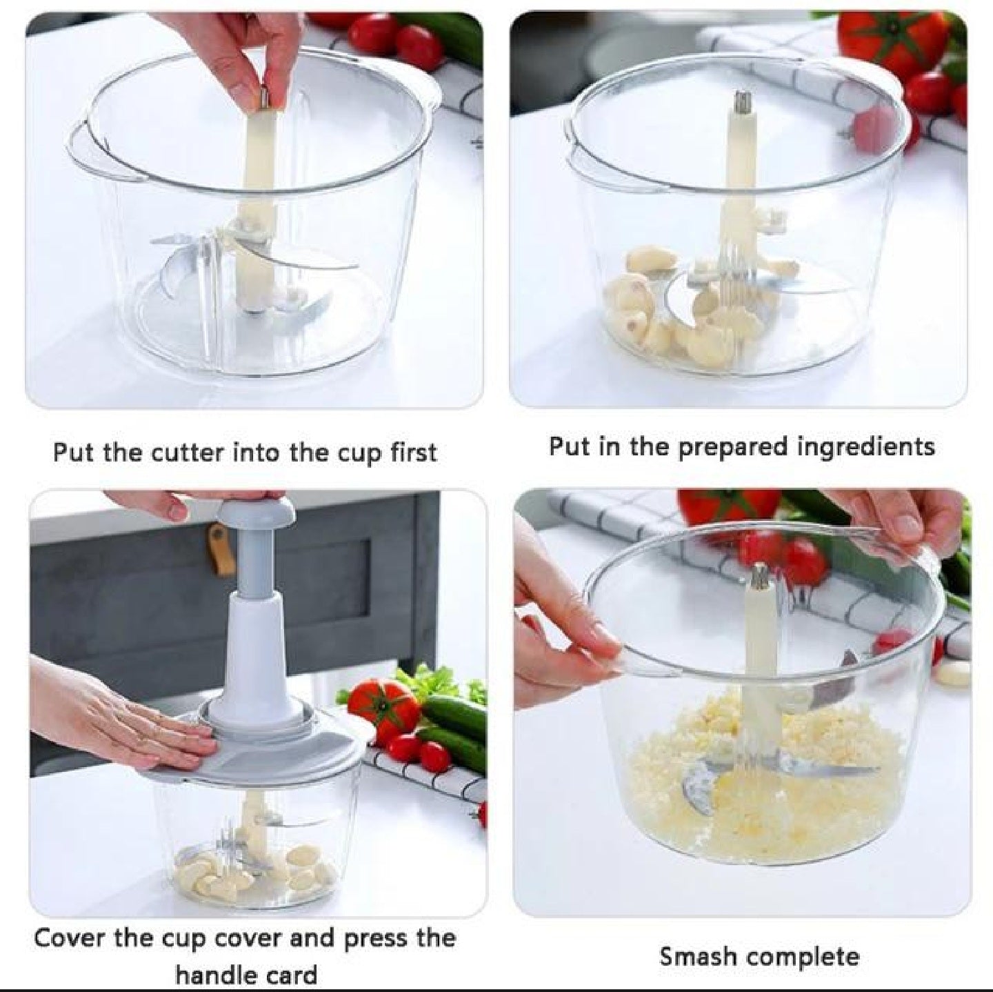 Manual Press-Type Vegetable Mincer & Cutter – 2 Litre