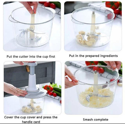 Manual Press-Type Vegetable Mincer & Cutter – 2 Litre