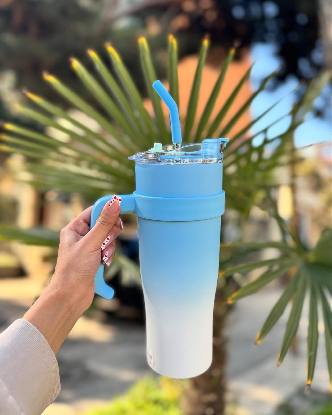 Insulated Stainless Steel Tumbler with Straw – 1.2L (40oz)