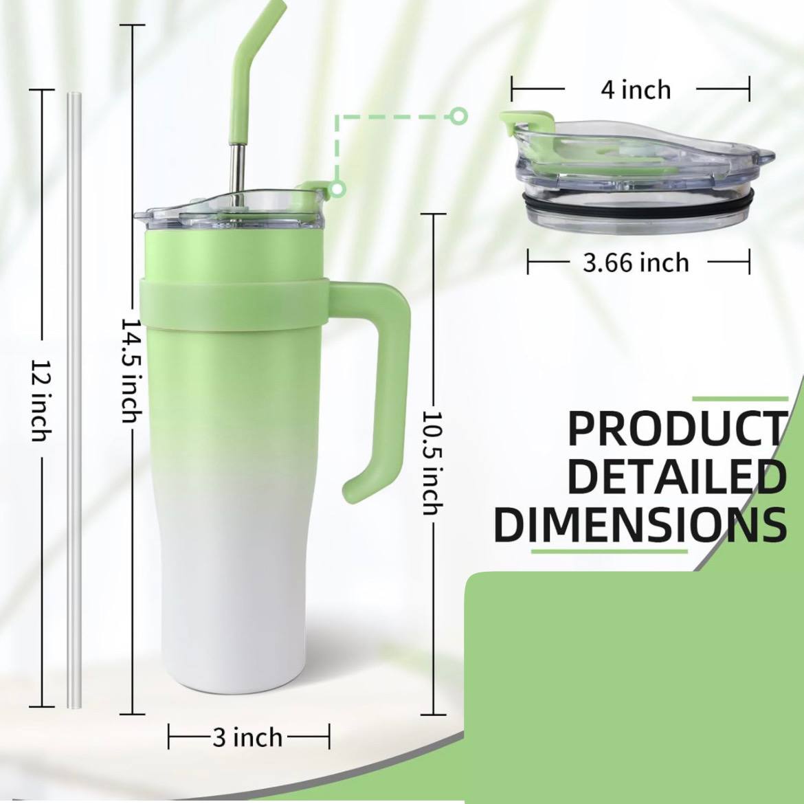 Insulated Stainless Steel Tumbler with Straw – 1.2L (40oz)